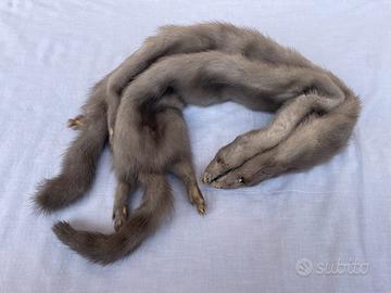 Sciarpa vintage in pelliccia di visone grigia