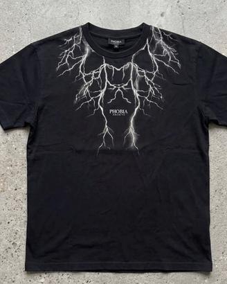 T-shirt Phobia Archive nera fulmini taglia M