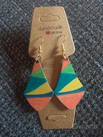 orecchini legno leggeri dipinti a mano 