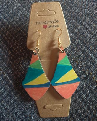 orecchini legno leggeri dipinti a mano 