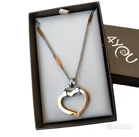 Collana Cuore in Oro Rosa con Brillante