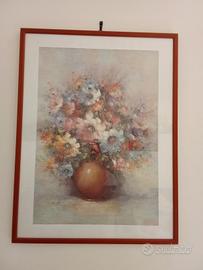 Quadro vintage natura morta fiori 58x44 cm