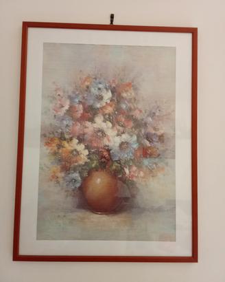 Quadro vintage natura morta fiori 58x44 cm