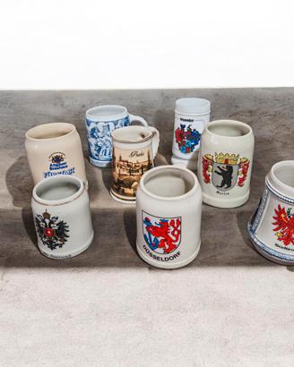 Lotto 8 boccali birra vintage collezione ceramica 