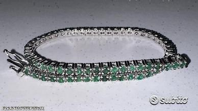 BRACCIALE TENNIS ORO 18kt. CON SMERALDI NATURALI