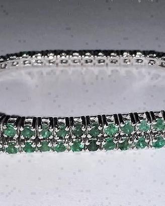 BRACCIALE TENNIS ORO 18kt. CON SMERALDI NATURALI