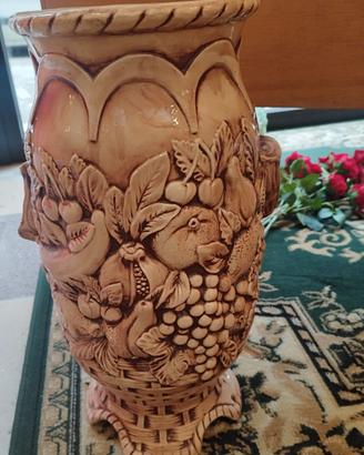 Grande vaso portaombrelli in ceramica decorata 