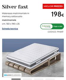 Materasso matrimoniale in memory sottovuoto