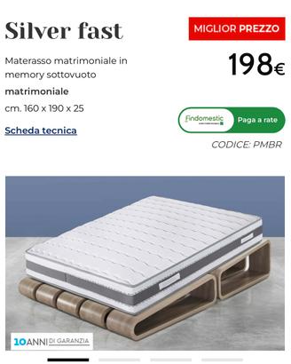 Materasso matrimoniale in memory sottovuoto