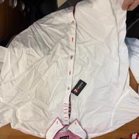 Camicia uomo 7camicie bianca dettagli rosa/fucsia