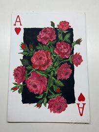 Dipinto a Mano - Asso di Cuori con Rose