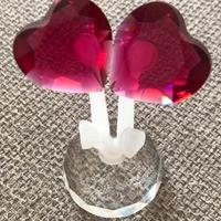 Fermacarte a forma di 2 cuori in cristallo