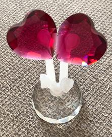 Fermacarte a forma di 2 cuori in cristallo