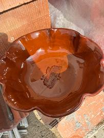 Ciotola vintage smaltata in terracotta
