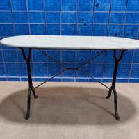 Tavolino bistrot ovale marmo e ghisa