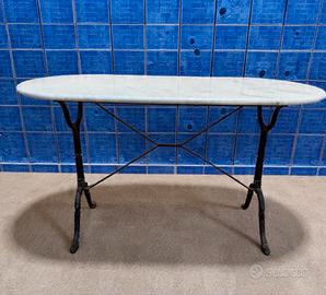 Tavolino bistrot ovale marmo e ghisa