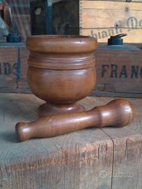 Mortaio Pestello Vintage Legno arredo artigianato