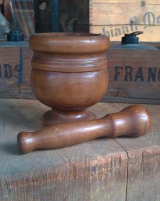 Mortaio Pestello Vintage Legno arredo artigianato