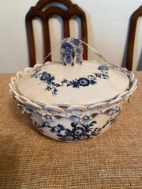 Ciotola con coperchio fiorellini blu