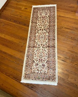 Tappeto da corridoio artigianale, seta e lana