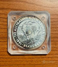 AUSTRALIA (KOOKABURRA) 1 OZ. ARGENTO 999 (1991)