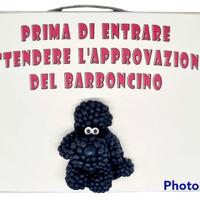 Targa in legno Cane Barboncino in resina