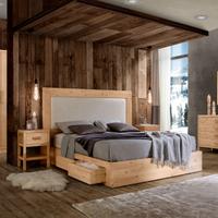 LETTO MATRIMONIALE RUSTICO IN ABETE + 4 CASSETTONI