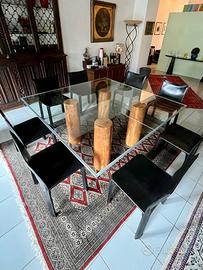 Tavolo Knoll in marmo e cristallo