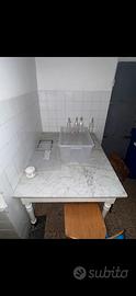 Tavolo vintage con piano in marmo 100x135 cm