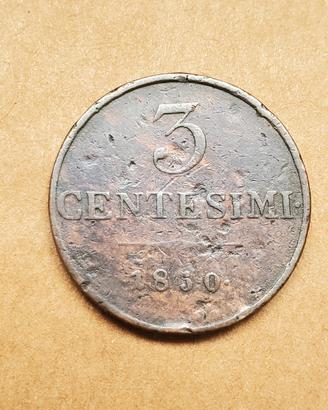 3 centesimi  1850 Milano Regno Lombardo Veneto 