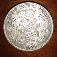 5 Francs Léopold II 1871 Bruxelles

