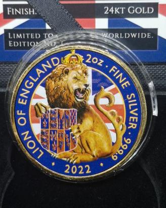 moneta argento 999 2oz lion england 2022
