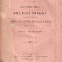 Dupanloup, Dieci lettere su Voltaire, Milano, 1878