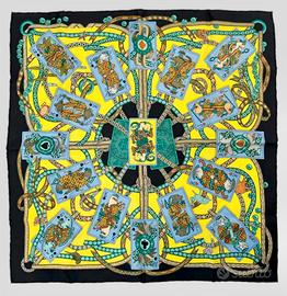 Hermes Pocket Square Scarf Silk Dame de Coeur