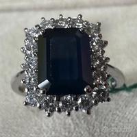 ANELLO ORO 18kt. DIAMANTI E ZAFFIRO OTTAGONALE