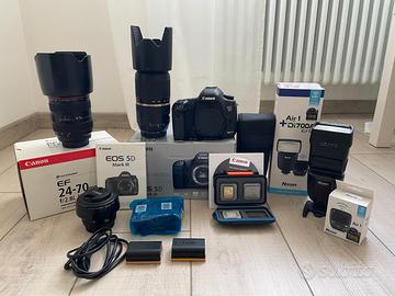 Canon EOS 5D mark3+3obiettivi+flash+sdcard+battery