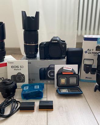 Canon EOS 5D mark3+3obiettivi+flash+sdcard+battery