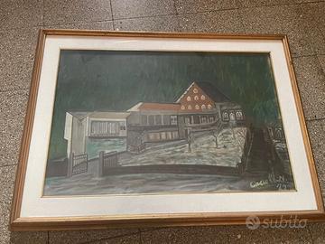 quadro dipinto di Arezzo alpe di poti albergo 1972