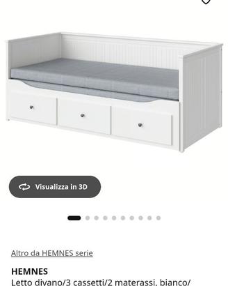 HEMNES Struttura letto divano/3 cassetti, bianco,