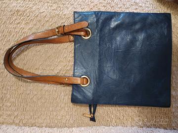 borsa blu eco pelle