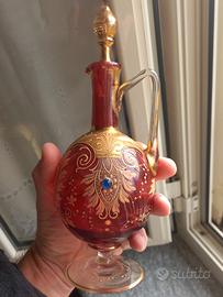 vaso antico in vetro smaltato oro zecchino 24 kt