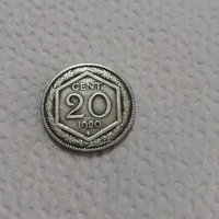 Moneta 20 cen esagono del1920 non comune S. P. L