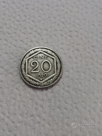 Moneta 20 cen esagono del1920 non comune S. P. L