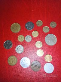 Lotto assortito di 17 monete  + 1 gettone vintage 