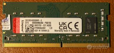 RAM DDR4 SODIMM 8GB 3200mhz Kingstone