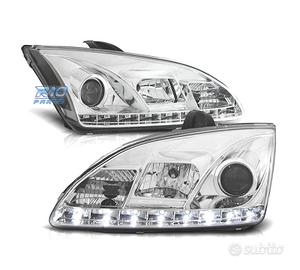 FARI FORD FOCUS 04-08 LUCE DIURNA A LED FONDO CROM