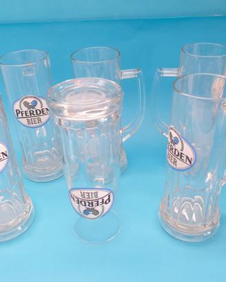 bicchiere boccali pferden bier birra - 6 PEZZI