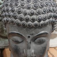 TESTA BUDDA COLOR NERO ANTICO IN FIBRA D'ARGILLA 