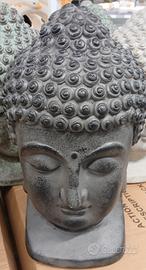 TESTA BUDDA COLOR NERO ANTICO IN FIBRA D'ARGILLA 