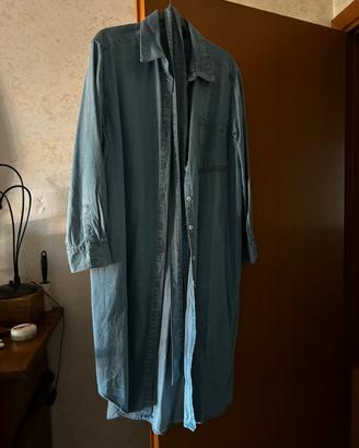 Abito Chemisier in denim azzurro con cintura